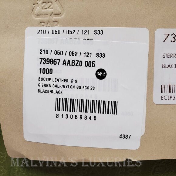 GUCCI BOOTS MENS GG LOGO CANVAS BLACK LEATHER LACE UP ANKLE sz 8 8.5 US - Picture 16 of 16